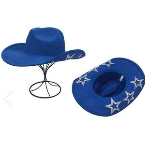 HAT western cowboy/cowgirl royal blue  felt rhinestone stars rodeo Bootscoot NWT